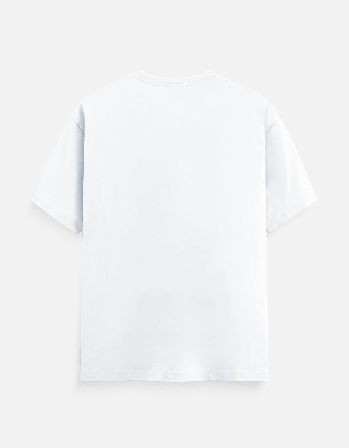 Back view of a plain white short-sleeved crew neck t-shirt.