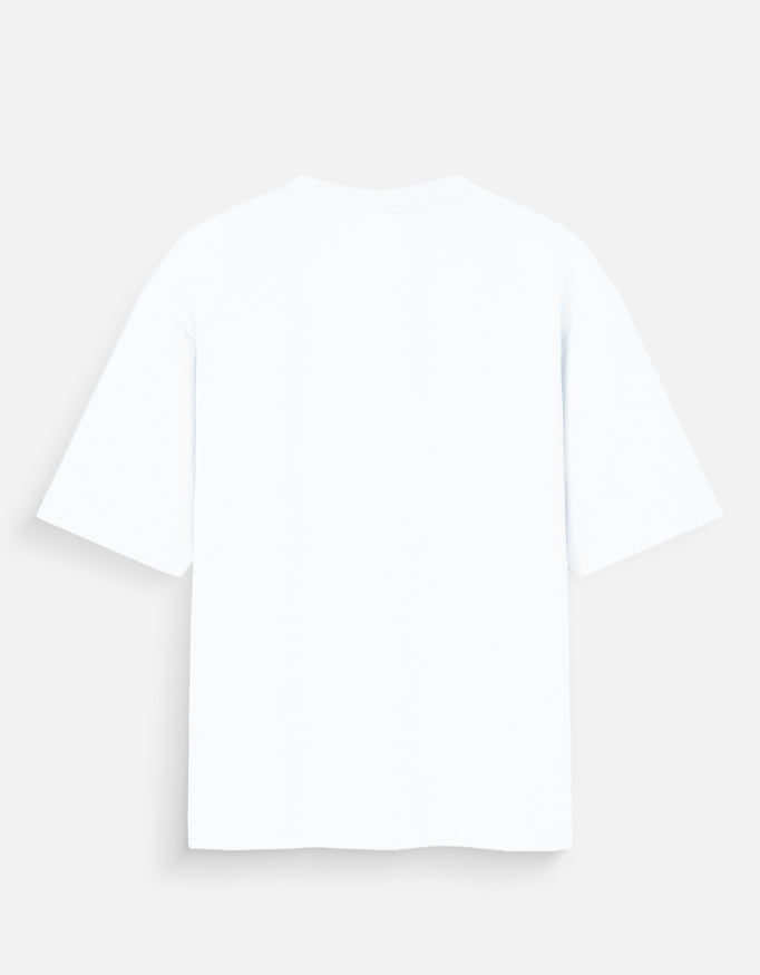 Plain white oversized short sleeve cotton t-shirt back view