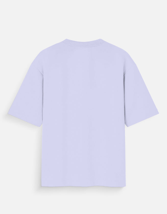 Back view of a plain light purple oversized short sleeve t-shirt