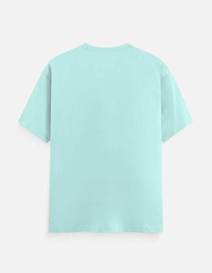 Back view of a plain light mint green short sleeve cotton t-shirt.