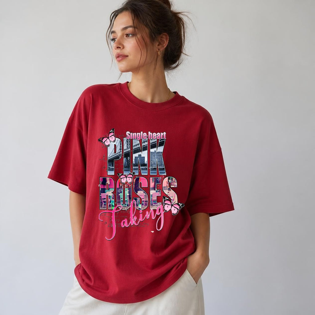 50% OFF.....PINK ROSE  Oversized Classic T-Shirt