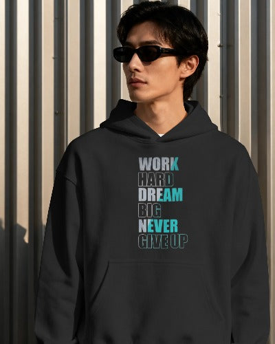 [50%OFF] WORK HARD DREAM BIG Printed Pullover Hoodie